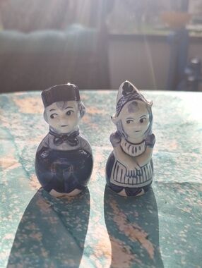 Blue and White Ceramic Dutch Salt & Pepper Shakers